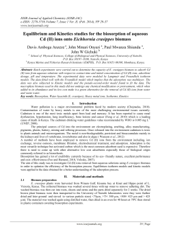 Equilibrium and Kinetics studies for the biosorption