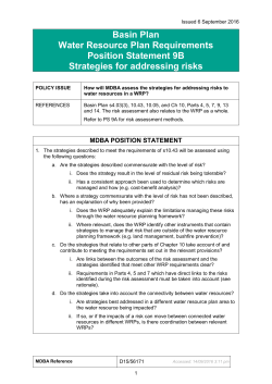 Basin Plan Water Resource Plan Requirements Position Statement
