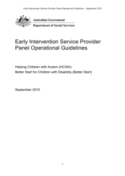 Early Intervention Service Provider Panel