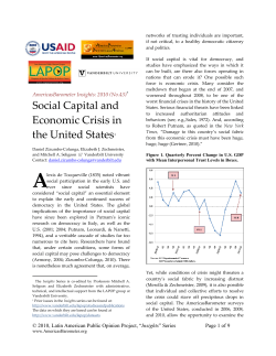 Insights Series issue I0843. Social Capital and Economic Crisis in