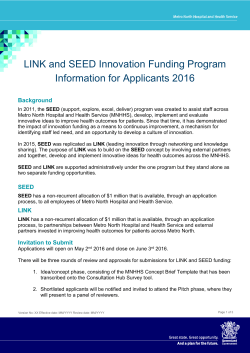 Further Information for Applicants. - Metro North