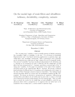 On the modal logic of weak lters and ultra lters: tableaux, decidability