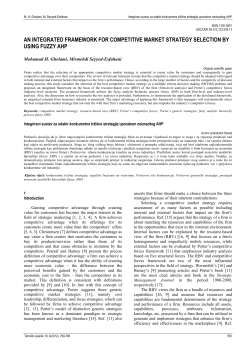 an integrated framework for competitive market strategy selection by