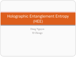 Holographic Entanglement Entropy (HEE)