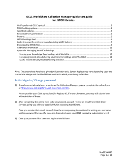 OCLC WorldShare Collection Manager quick start