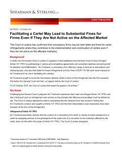 Facilitating a Cartel May Lead to Substantial Fines for Firms Even If