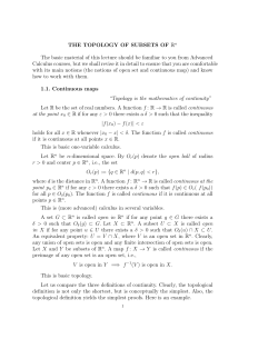 THE TOPOLOGY OF SUBSETS OF Rn The basic material of this