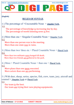 1-) The percentage of +Uncountable Noun + singular Verb. 2