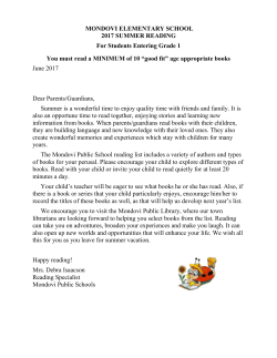 Summer Reading List - Mondovi School District