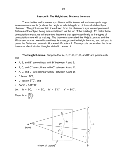 77 Lesson 5: The Height and Distance Lemmas The activities and