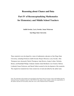 Reasoning about Chance and Data Part IV of Reconceptualizing
