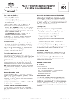 Advice by a migration agent/exempt person of providing immigration
