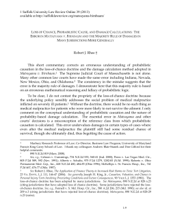Loss of Chance, Probabilistic Cause, and Damage Calculations