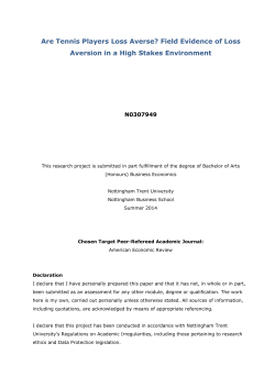 I. Background on Loss Aversion and Tennis
