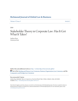 Stakeholder Theory in Corporate Law