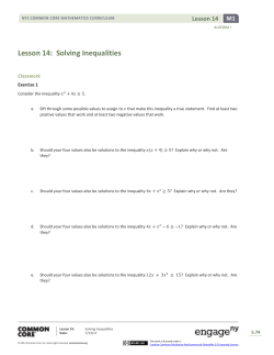 Algebra I Module 1, Topic C, Lesson 14: Student Version