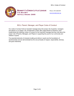 BCLL Parent, Manager, and Player Code of Conduct