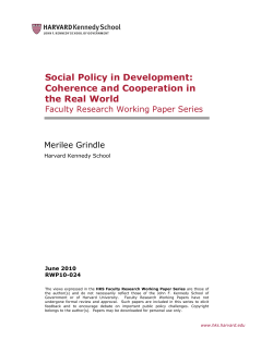 Social Policy in Development: Coherence and Cooperation in the