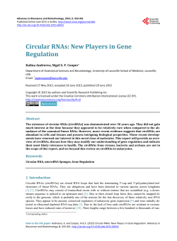 Circular RNAs: New Players in Gene Regulation