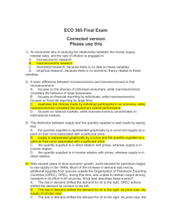 ECO 365 Final Exam Corrected version Please use this