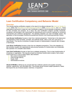 Lean Certification Competency and Behavior Model