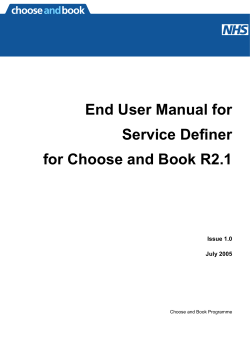 End User Manual for Service Definer for Choose and Book R2.1