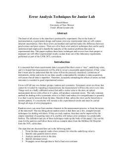 Error Analysis Techniques for Junior Lab