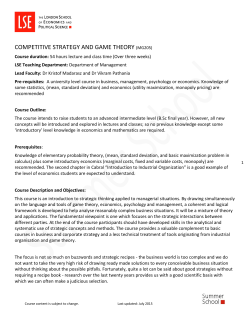 competitive strategy and game theory (mg205)