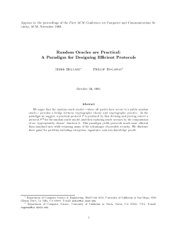Random Oracles are Practical: A Paradigm for Designing E cient