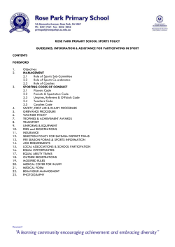 Sports Policy 2013 - Rose Park Primary School