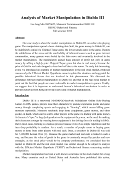 Analysis of Market Manipulation in Diablo III