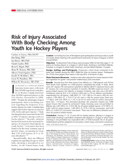 Risk of Injury Associated With Body Checking Among Youth Ice
