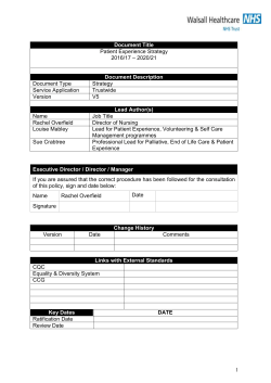 1 Document Title Patient Experience Strategy 2016/17