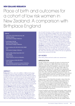 Place of birth and outcomes for a cohort of low risk women in New