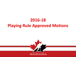 Hockey Canada`s 2016-18 Playing Rule Approved Motions