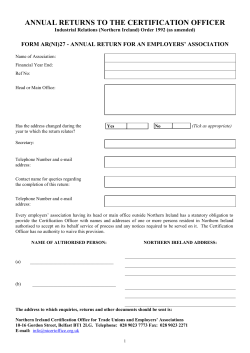 FORM AR(NI)21 - Northern Ireland Certification Officer for Trade