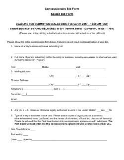 Concessionaire Bid Form Sealed Bid Form