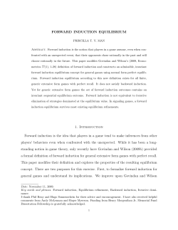 FORWARD INDUCTION EQUILIBRIUM 1. Introduction Forward