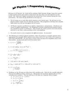 Ms. Torales` AP Physics Summer Assignment