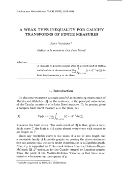 A WEAK TYPE INEQUALITY FOR CAUCHY TRANSFORMS OF