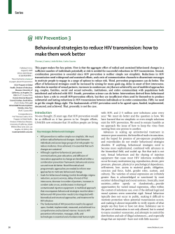 HIV Prevention 3 Behavioural strategies to reduce HIV transmission