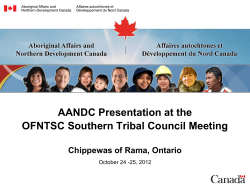 Aboriginal Affairs Update - Ontario First Nations Technical