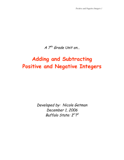 Adding and Subtracting Positive and Negative Integers