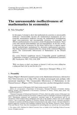 The unreasonable ineffectiveness of mathematics in economics
