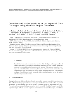 Overview and stellar statistics of the expected Gaia Catalogue using