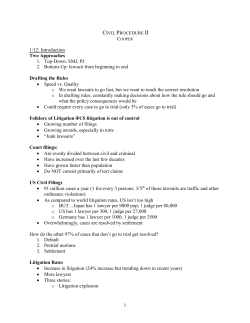 Civil Procedure II Cooper 1/12: Introduction Two Approaches Top