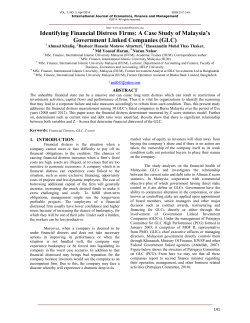 Identifying Financial Distress Firms: A Case Study of Malaysia`s