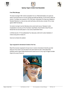 Sydney Tigers Cricket Club Newsletter
