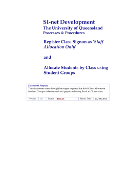 Staff Allocation Only - University of Queensland