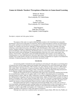 Games in Schools: Teachers` Perceptions of Barriers to Game